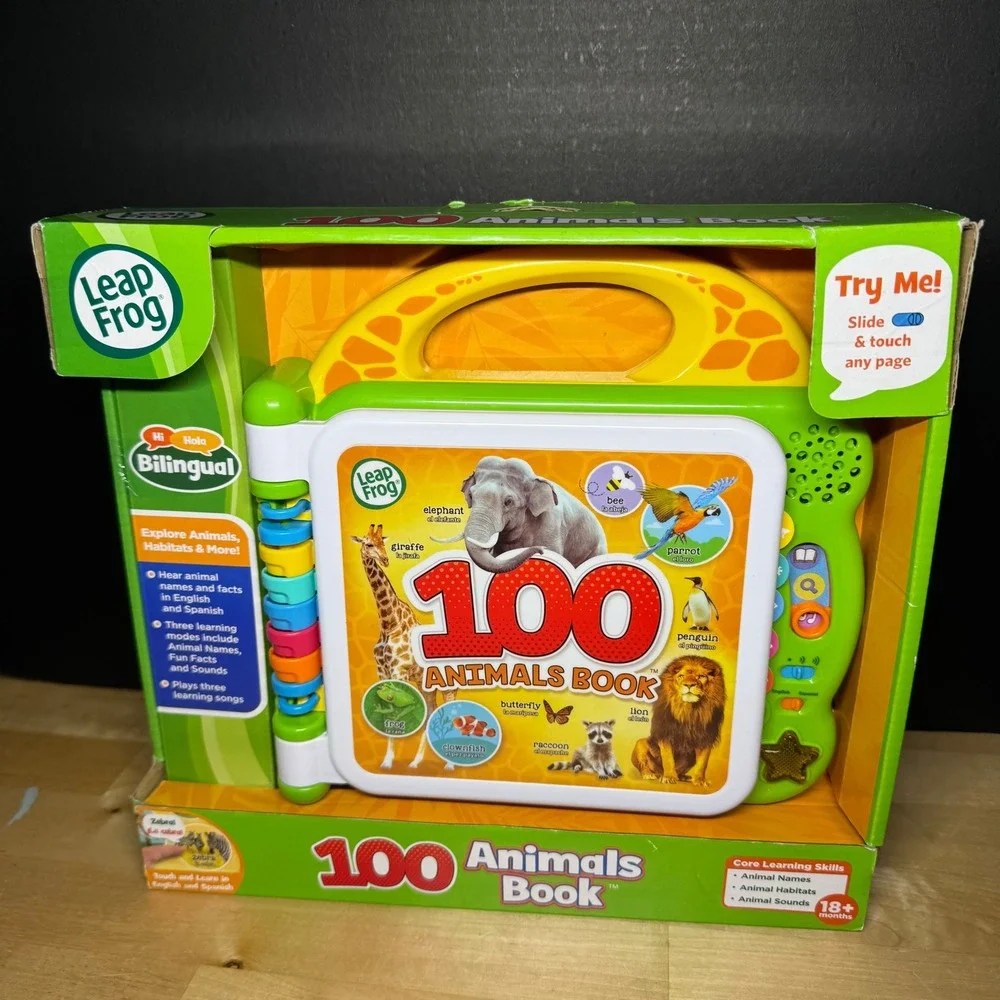 LeapFrog 100 Animals Book Bilingual English Spanish Interactive Toddler Toy NEW